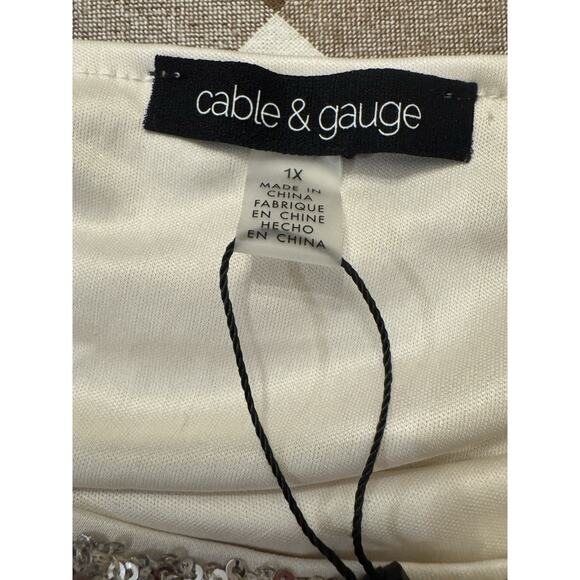 Cable & Gauge Sequin Special Occasion Blouse Top Shirt Sz 1X plus Christmas NYE - Picture 10 of 10